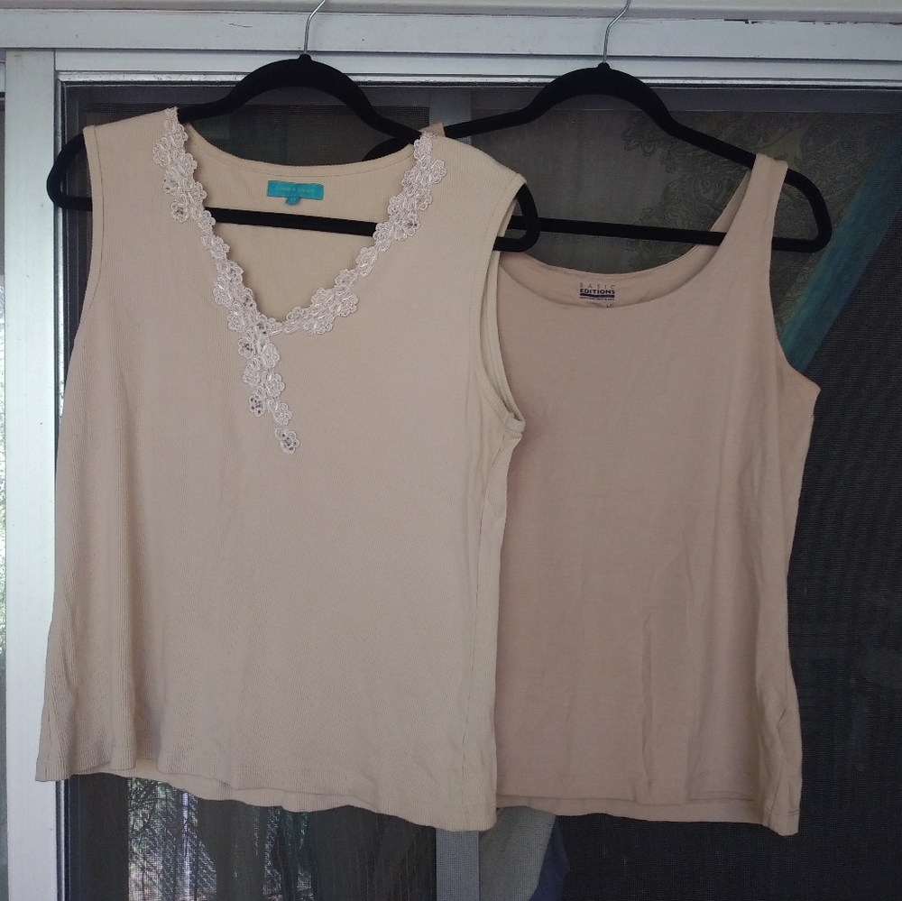 Two Beige Sleeveless Tops
